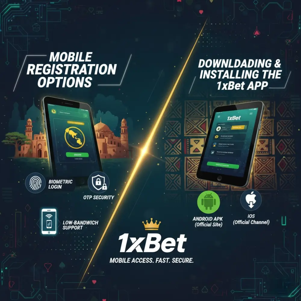 Mobile Registration Options via 1xBet App and Browser