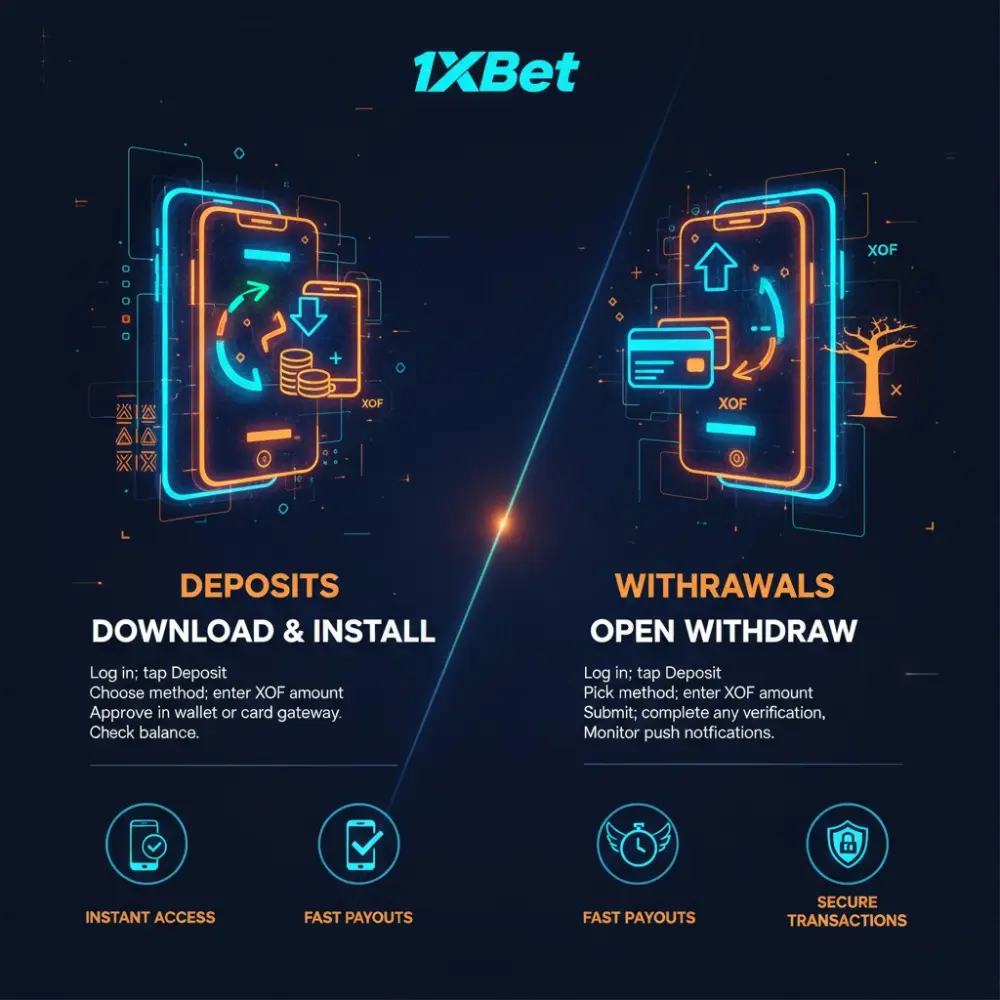 Handling Deposits and Withdrawals via the 1xBet App